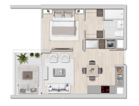 1 Dormitorio + 1 Baño I1